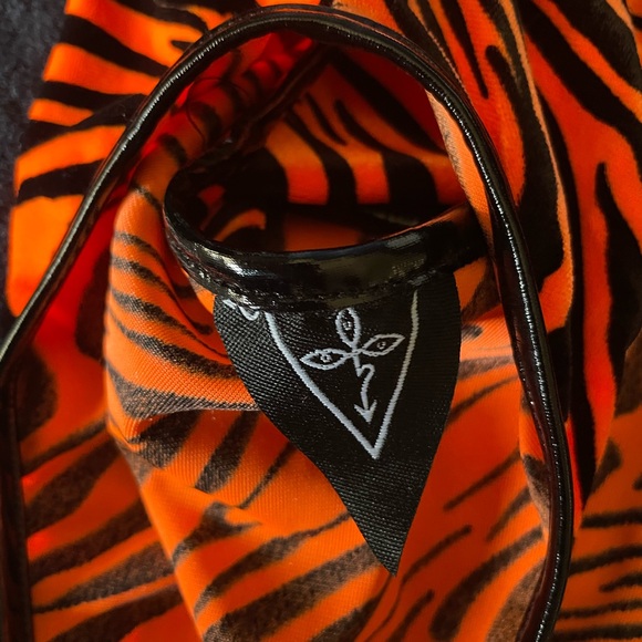 Toxic Vision Vibrant Orange and Black Tiger Print Bodysuit - Picture 3 of 5